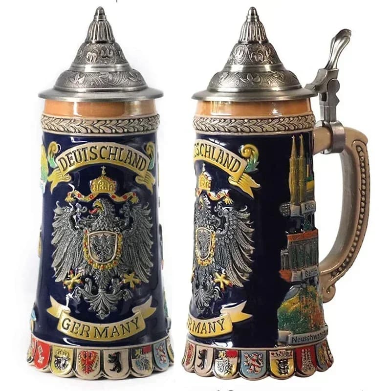 Tasses à bière de grande capacité de 600ml, signe géographique allemand, tasse à bière classique 3D et résine en acier inoxydable, tasse Tankard, meilleur cadeau pour les Fans