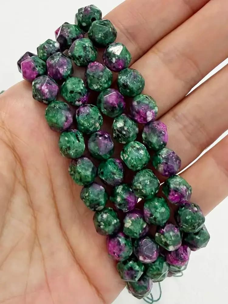 15 "pierre naturelle gros coupes facettes rouge vert Zoisite perles rondes en vrac 6 8 10 mm taille au choix