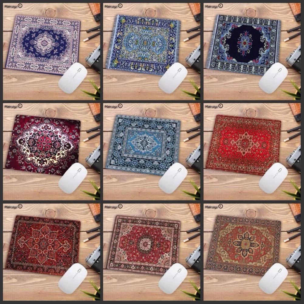 Tapis de souris en tapis persan, petit tapis de souris pour ordinateur, motif floral, tapis de bureau en caoutchouc, 22x18cm, tapis antidérapant, sous-tapis de table, tapis de bureau, mini tapis.