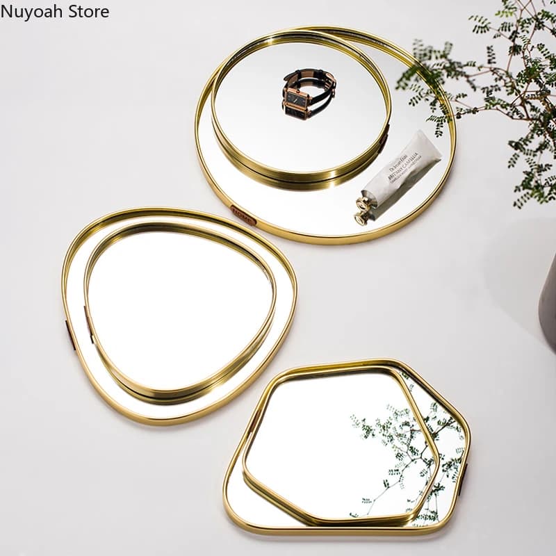Nordic Light-Escalier miroir doré de luxe, décoration de la maison, rangement de bureau, géométrique multilatéral, accessoires de salon