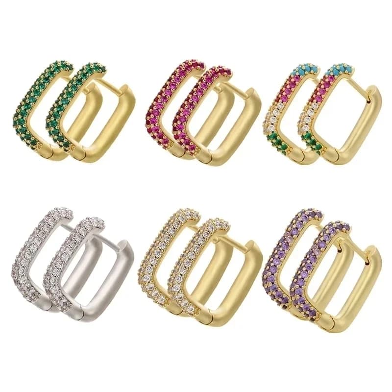 Boucles d'oreilles créoles, couleur or, couleur argent, petites boucles d'oreilles créoles, boucles d'oreilles arc-en-ciel en cristal pour femmes, bijoux de mode, vente en gros : VE144
