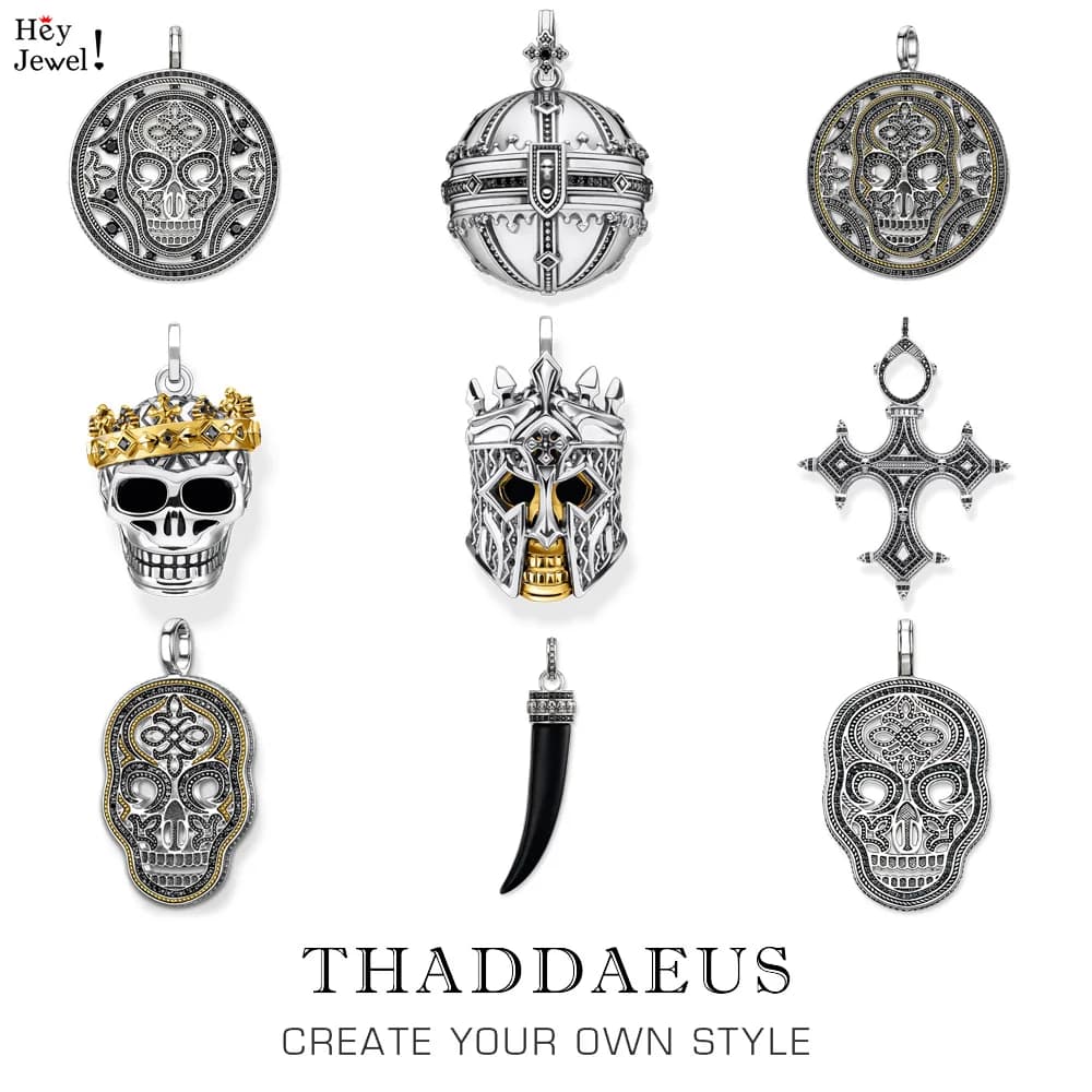 Pendentif Vintage Skull Knight Maks Cross Tiger Tooth Royalty Orb, Bijoux fins, Rebel Street Gift, Woman and Men, Summer, New