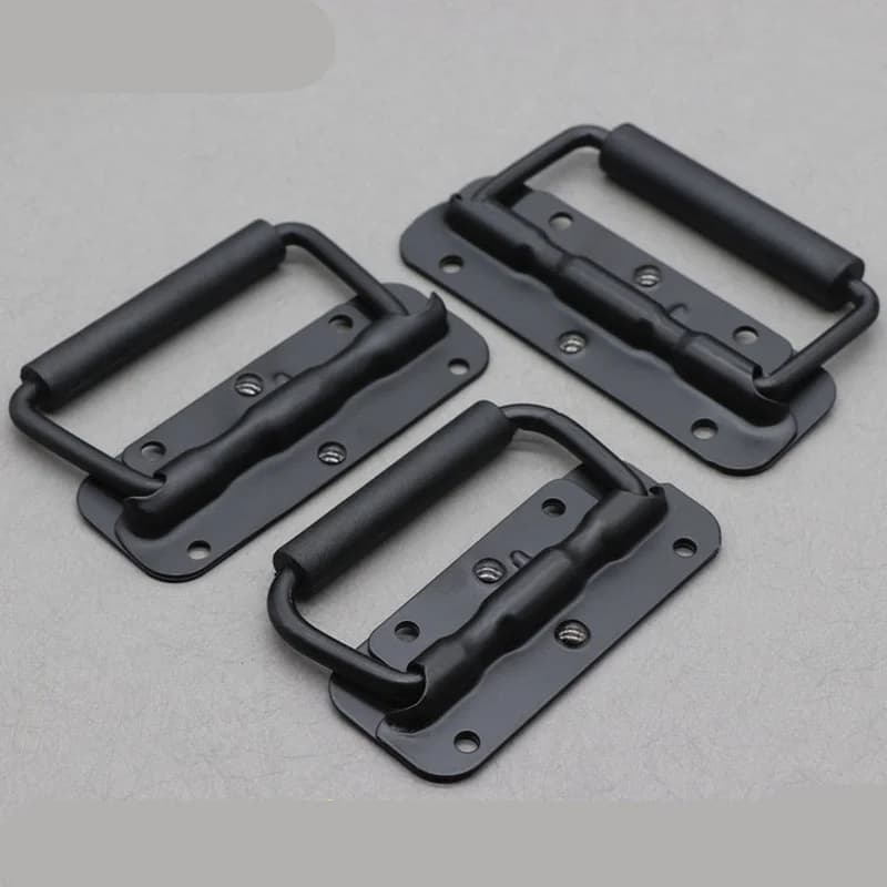 Poignée à ressort pliante pour bagages, poignée noire, boîte à outils, anneau mobile, équipement industriel, activité d'armoire, boutons de meubles, nervure