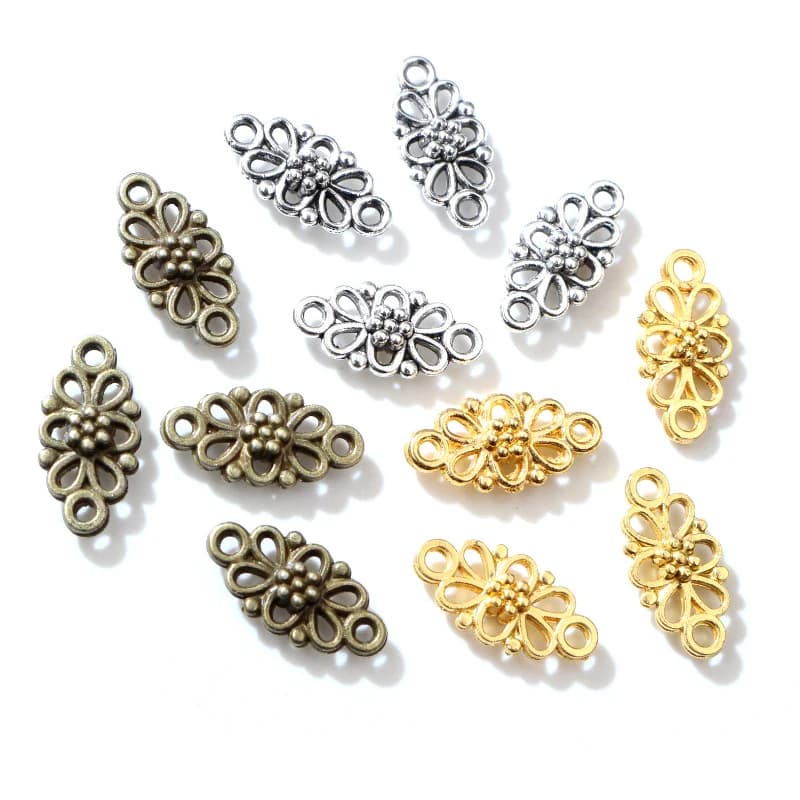 30 pcs/lot 16x8mm Antique Argent Plaqué Bronze Fleur Style Connecteur Charme Pendentif Fournitures Bijoux BRICOLAGE Conclusions