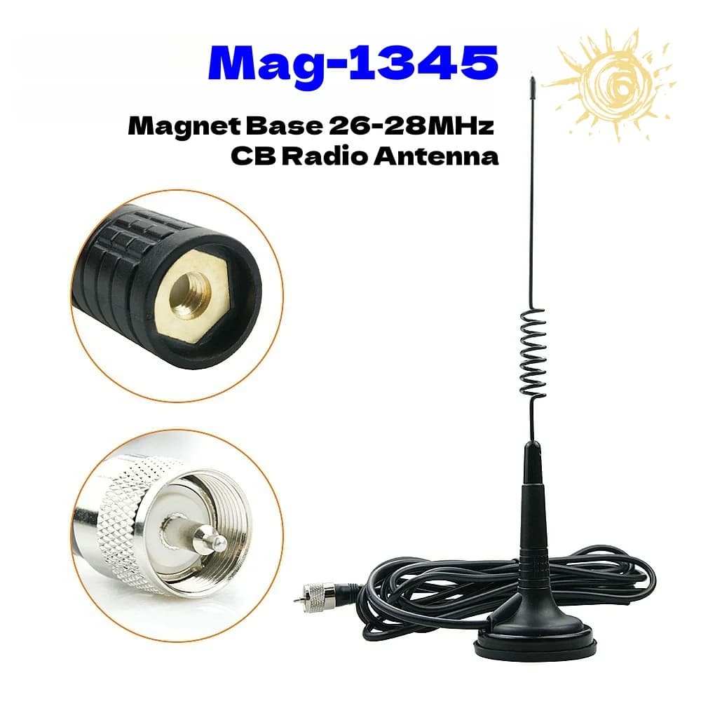 Antenne de radio CB 26-28 MHz, base magnétique Mag-1345 avec câble d'alimentation de 4 mètres, connecteurs PL259 à gain élevé 27 MHz pour CB-27 A-CB27 CB-4