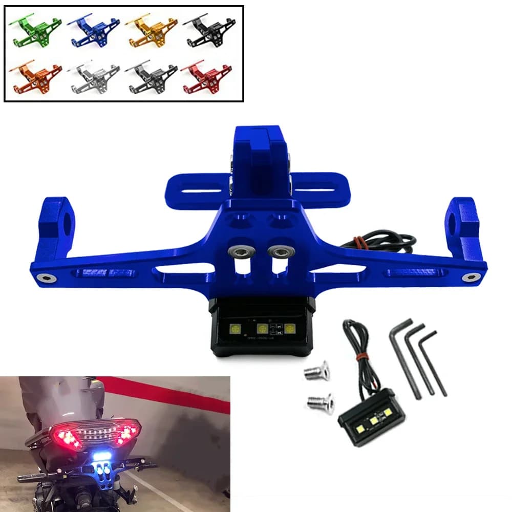 Support de montage de plaque de planificateur arrière CNC universel avec lumière LED pour SUZUKI GSX-R 600 750 1000 GSPoly 1300 K1 K2 K3 K4 K5 K6 K7 K8 K9