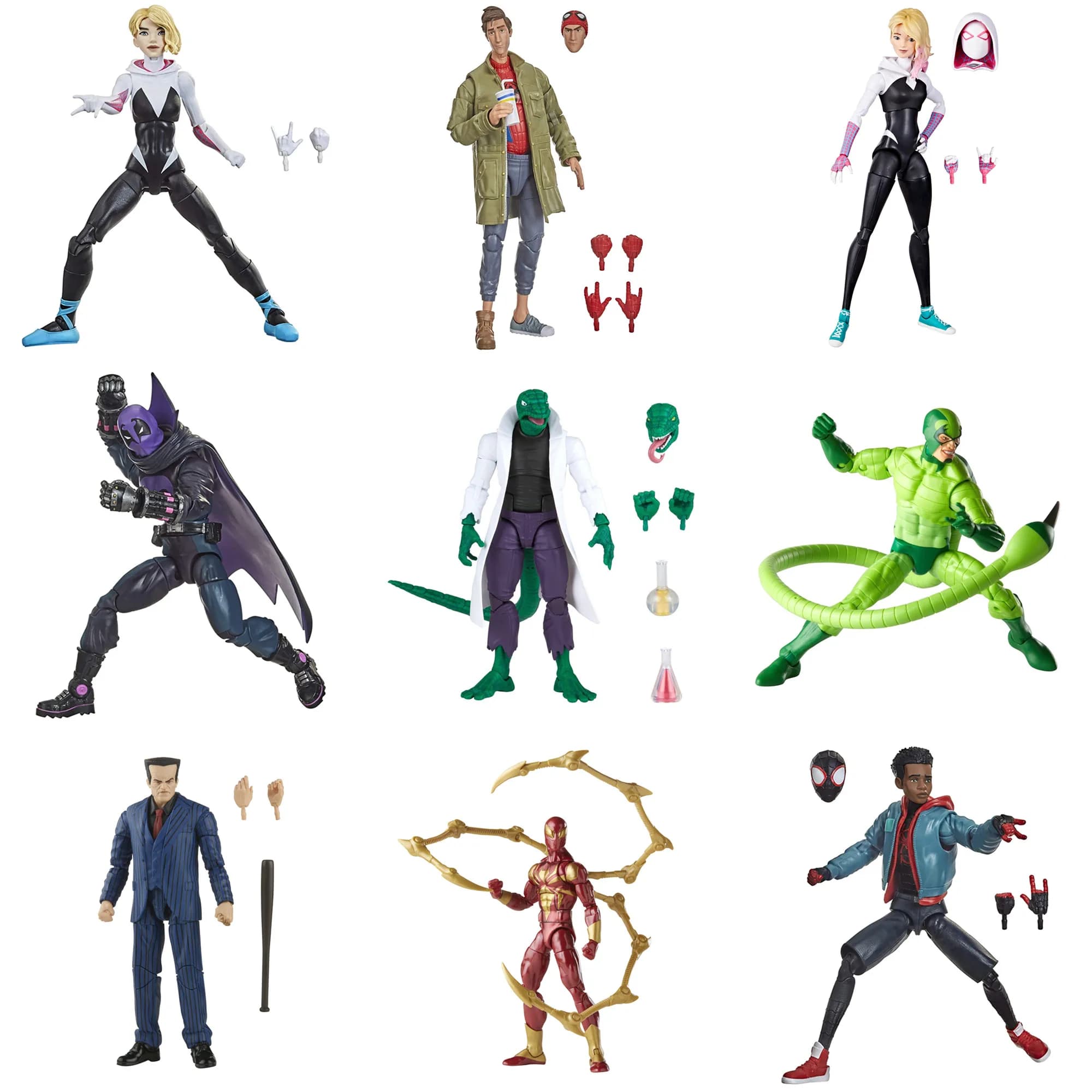 Figurines d'action Hasbro ML Spider Man Into Spider Verse Miles Morales Gwen Peter B. Parker Prowler Kraven Lizard Chasm 6 pouces