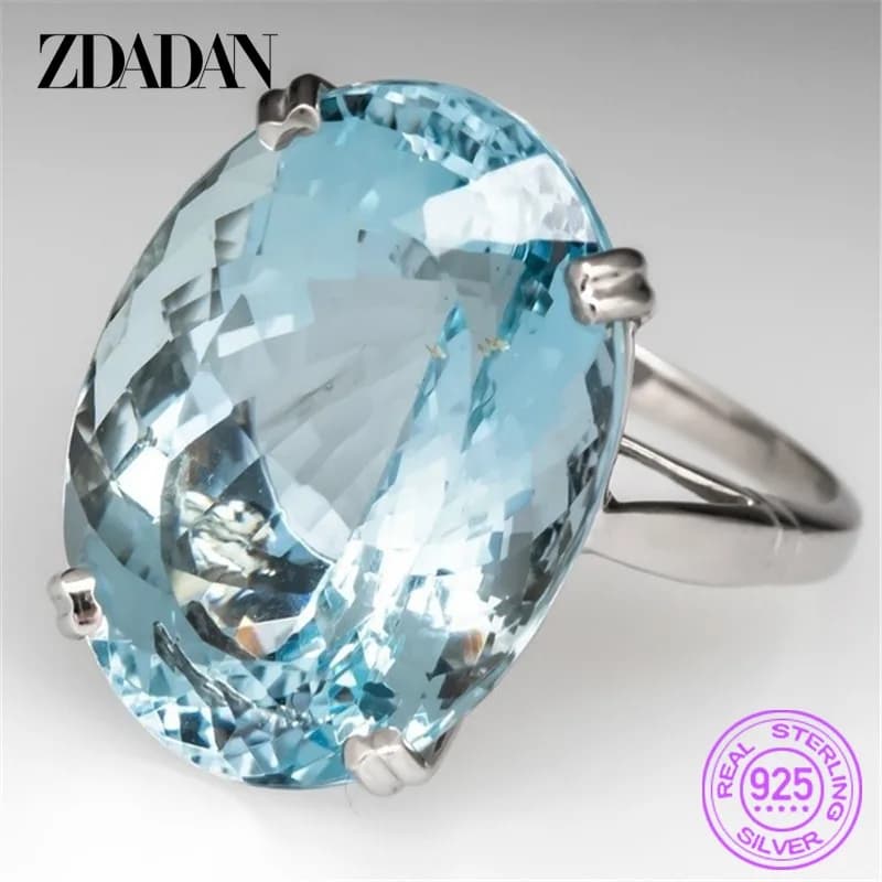 ZDADAN – bague aigue-marine en argent Sterling 925 pour femmes, bijoux de mariage à la mode, cadeau de fête de fiançailles