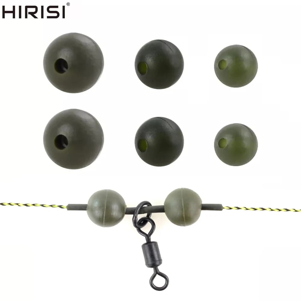 25 Pièces Perles en Caoutchouc vert souple Accessories Matériel de pêche carpe AG130