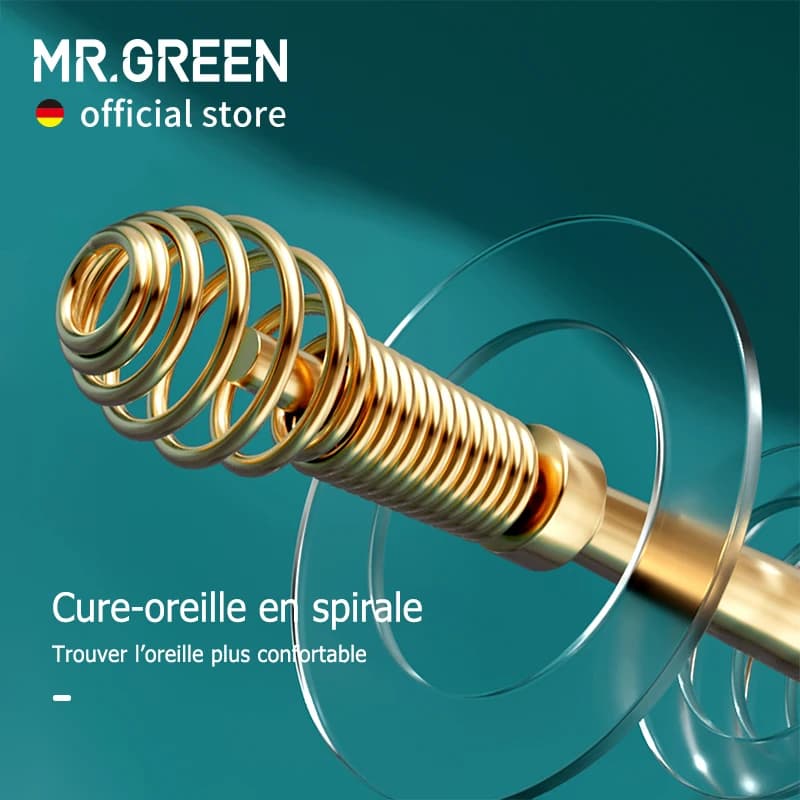 MR.GREEN – cure-oreille en spirale à 360 °, nettoyage du cérumen, en acier inoxydable, conception Flexible, outils de soins