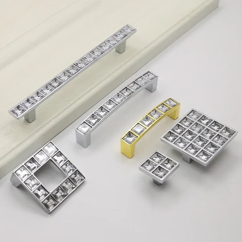 Boutons en verre de cristal poignées de cuisine poignée acrylique transparente bouton de tiroir meubles tire armoire argent cristal placard tire