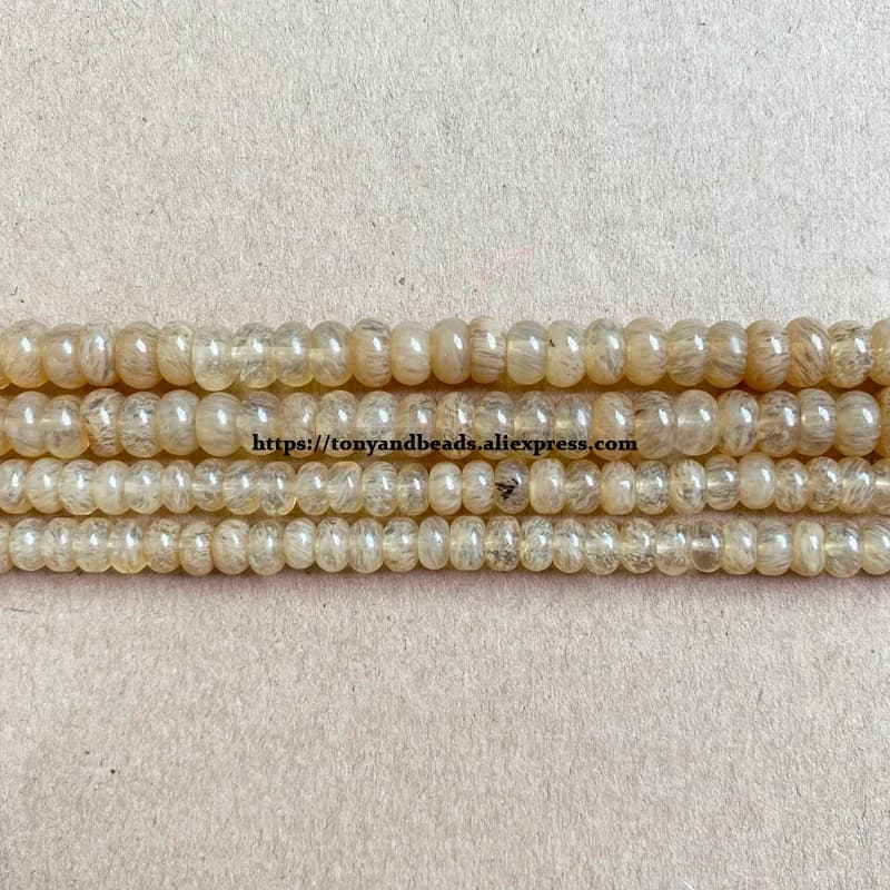 Pierre naturelle lisse Rondelle Citrine Quartz 7 "perles en vrac 4X6 5X8mm taille au choix pour la fabrication de bijoux bricolage