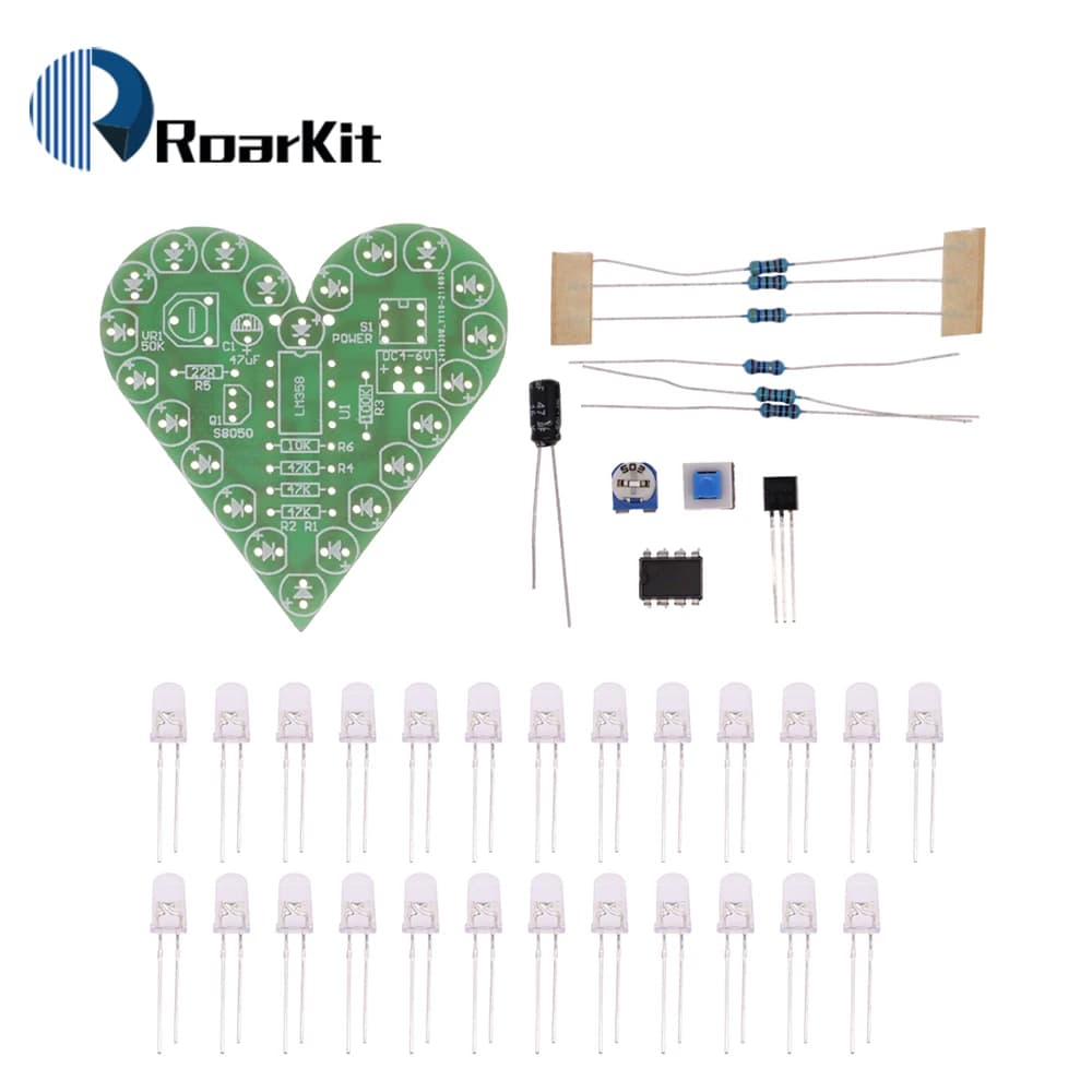 Kit de lampe respiratoire en forme de cœur, DC 4V-6V, suite LED, rouge, blanc, bleu, vert, production électronique, bricolage, 1 pièce, 5 pièces, 10 pièces