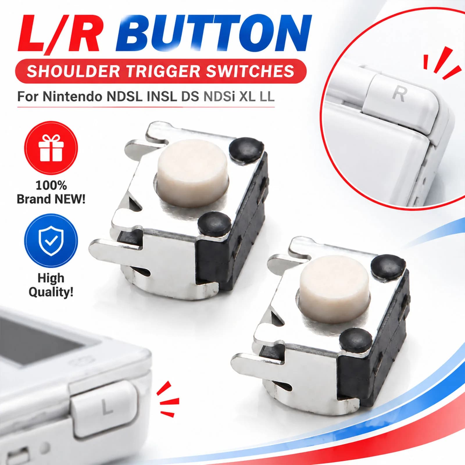 Micro gâchette de remplacement LR gauche droite pour Nintendo NDSL, pour NDS DS Lite NDSi XL LL 1/2/4 Paris disponible