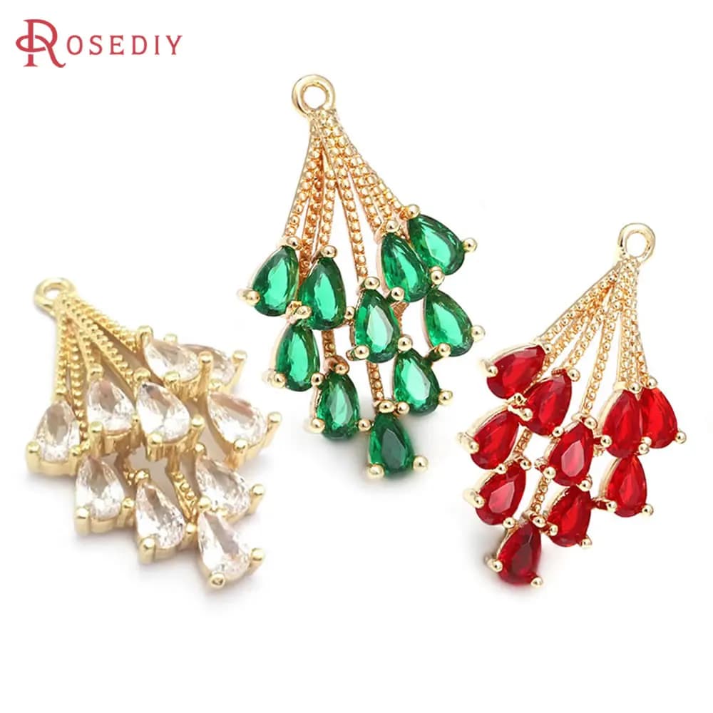 6 pièces, breloques et pendentifs en forme de plume, en laiton et zircon, couleur or 18 carats, accessoires de bijoux de haute qualité pour bricolage, boutique officielle Rosediy.