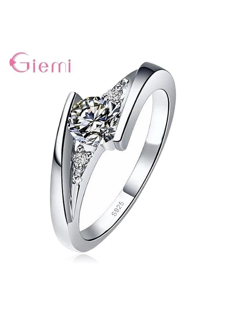 Bague en argent Sterling 100% véritable, bague de fête empilable en zircone cubique pour femmes et filles, bijoux de fiançailles, cadeau de mariage, 925