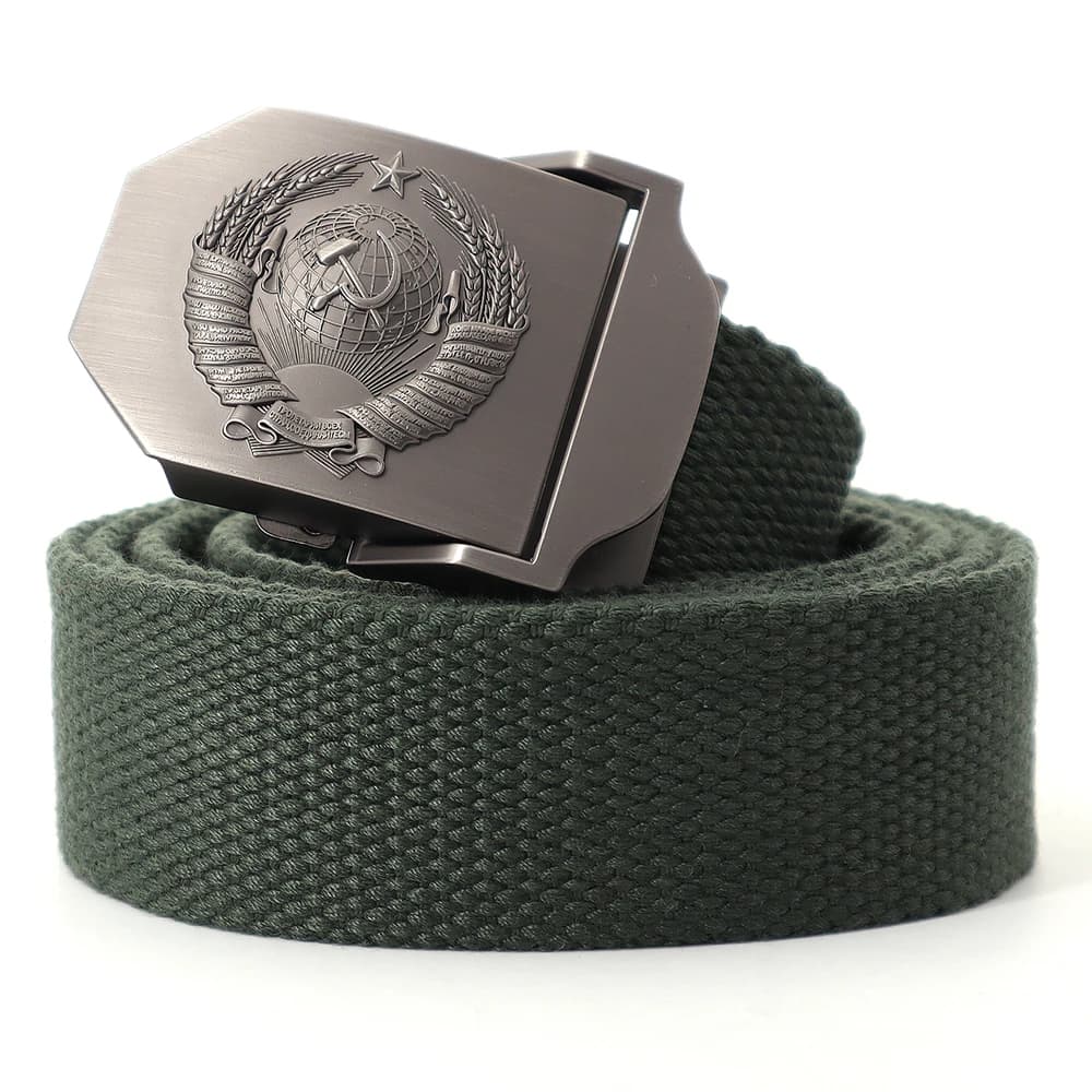 Ceinture d'extérieur DulArmy en toile pour hommes, emblème national soviétique 3D, structure en métal, ceinture en jean unisexe, environnement d'entraînement militaire