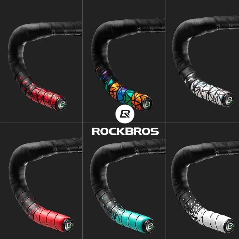 ROCKBROS – bande de guidon de vélo en PU, bande de barre de vélo de route, amortissement de cyclisme, enveloppe Anti-Vibration, accessoires de vélo