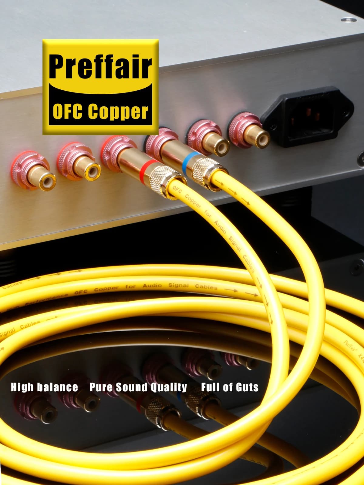 Câble Hifi Rca OFC, fil Audio plaqué argent, rallonge RCA vers RCA, câble de Signal d'interconnexion avec prise RCA plaquée or