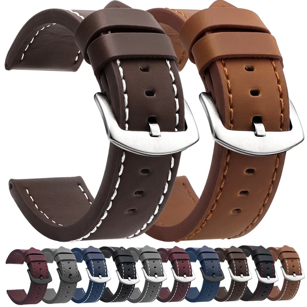 Bracelet de montre de mode bracelet de Sport bracelet de montre en cuir Vintage boucle en acier inoxydable accessoires de montre 18mm 20mm 22mm 24mm