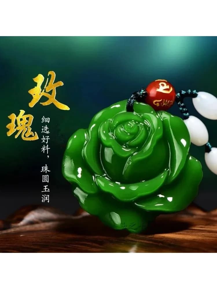 Pendentif en Jade fleur de Rose sculptée à la main, vert naturel, Boutique de mode, bijoux pour hommes et femmes, collier, accessoires cadeaux