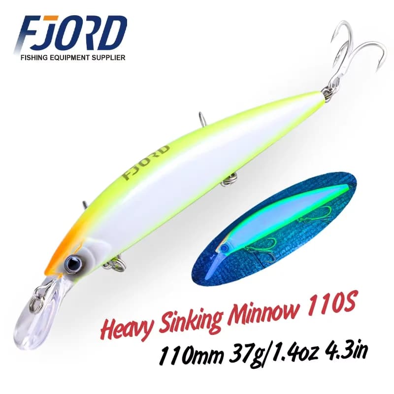 FJORD-Appât Élpour la pêche en mer, leurre pour attraper des poissons, matériel pour pêcher des ménés, matériel pour pêcher en eau salée, douce, longue durée, 110S 37g 90S 29g 70S 17g