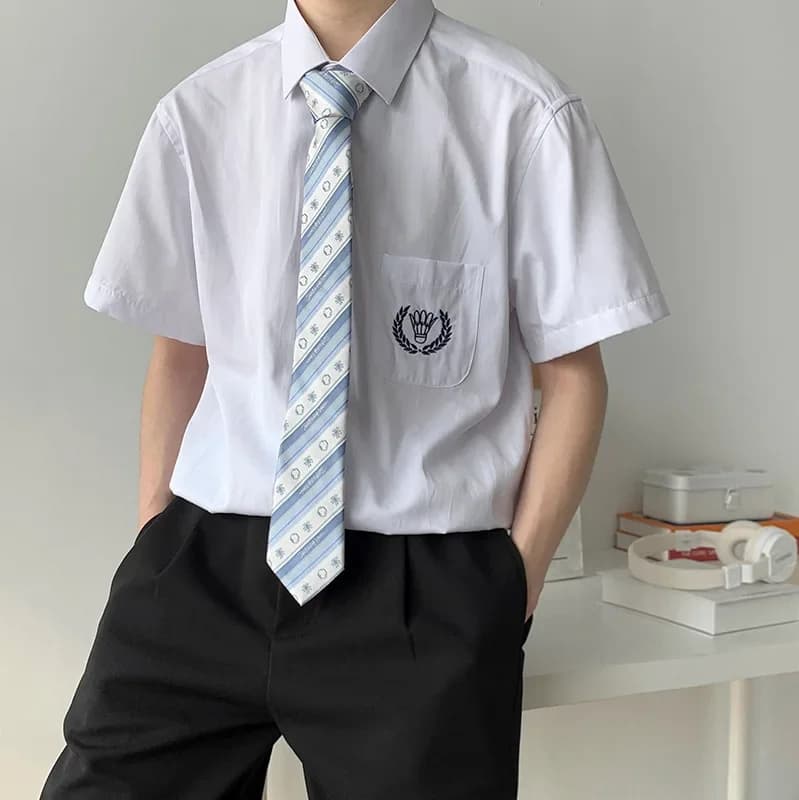 Uniforme scolaire japonais pour étudiants, garçons, JK DK, hauts d'uniforme pour collège et lycée, chemise en coton blanc à manches courtes, 2 pièces, cravate + haut