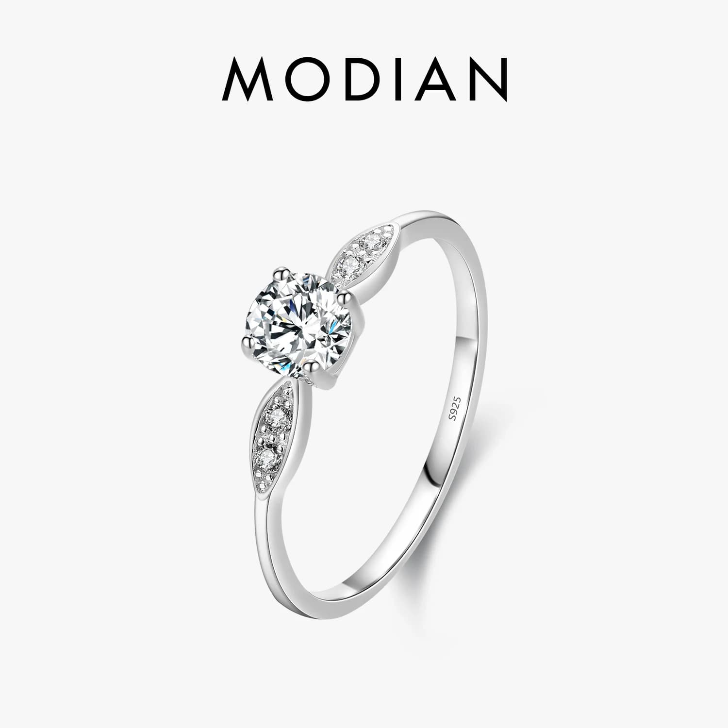 Modian – bague de mariage romantique en argent Sterling 925 véritable, ronde en zircone, classique, pour femmes, bijoux fins de fiançailles, cadeau