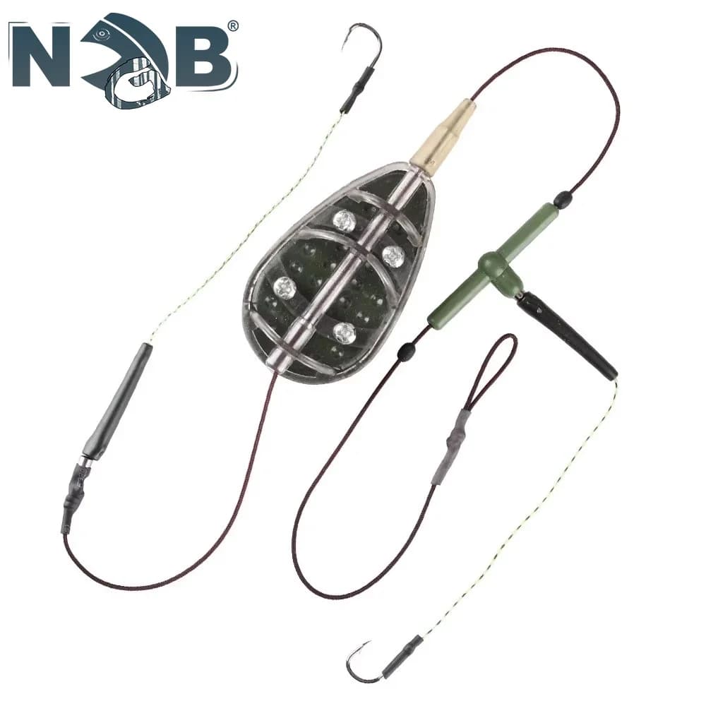 NGB 30g-100g carpe appât de pêche Cage mangeoire en métal plate-forme à cheveux groupe haute teneur en carbone crochets ligne accessoires de pêche