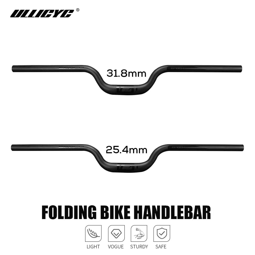 Guidon de vélo pliant ULLICYC en carbone pour VTT et BMX, guidon brillant, 31,8 mm, 25,4 mm de diamètre, 560 mm à 700 mm de diamètre