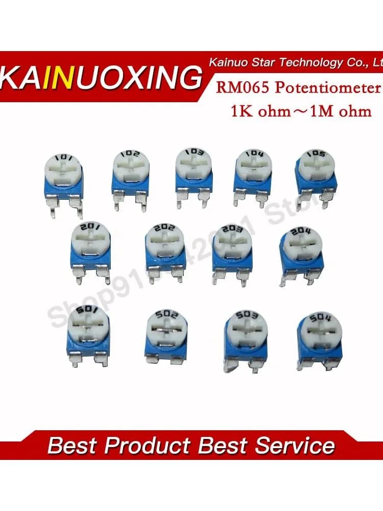 20 pièces Thom065 RM-065 100 200 500 1K 2K 5K 10K 20K 50K 100K 200K 500K 1M ohm Trimpot Trimmer Potentiomètre résistance variable