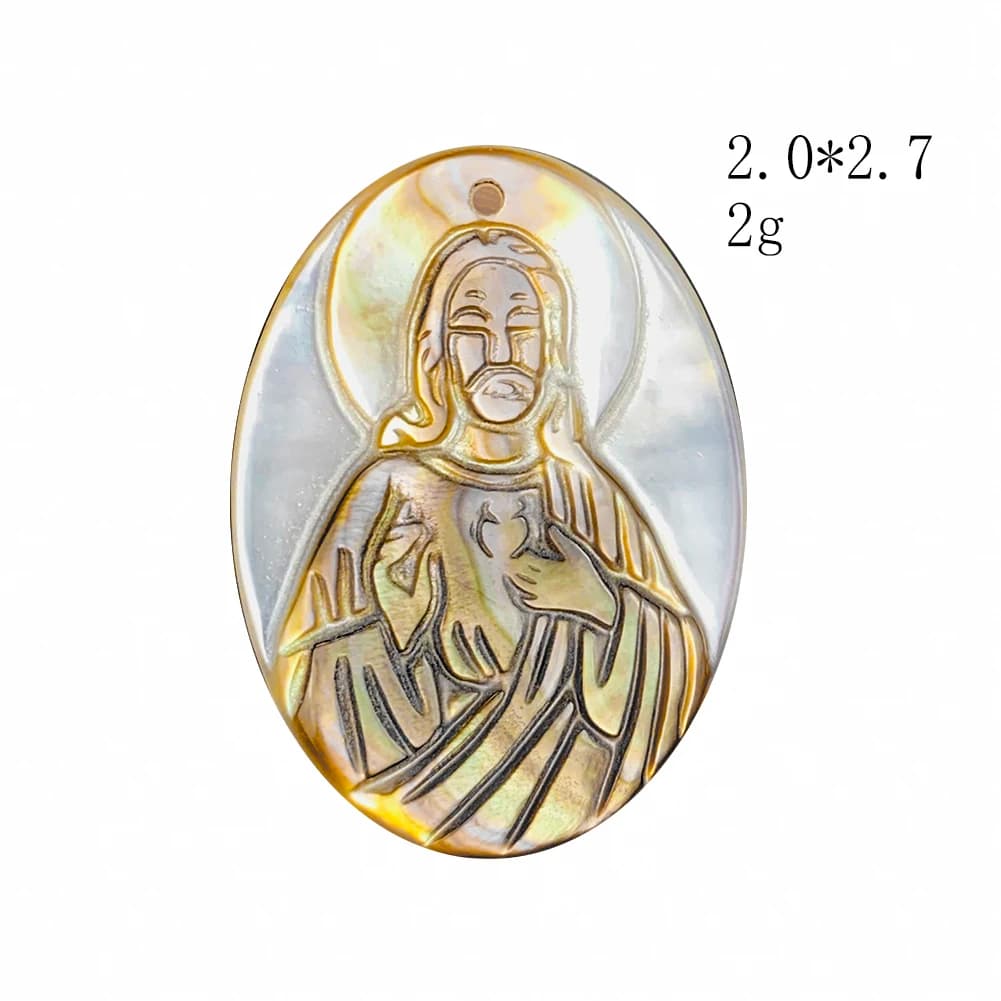 Pendentif naren nacre noire naturelle, breloques chrétiennes, collier à faire soi-même, accessoire de bijoux, sculpture de Jésus, camée de Tahiti
