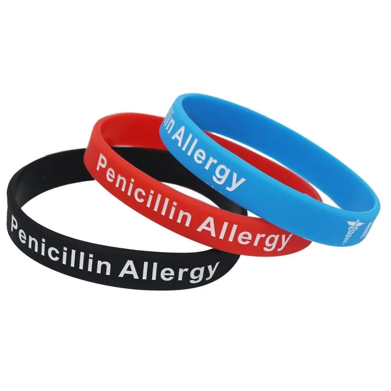 Bracelet médical en silicone pour infirmière, bracelets d'allergie à la SACPénicilline, brassard adulte, cadeau, 3 couleurs, offre spéciale, SH093, 1PC