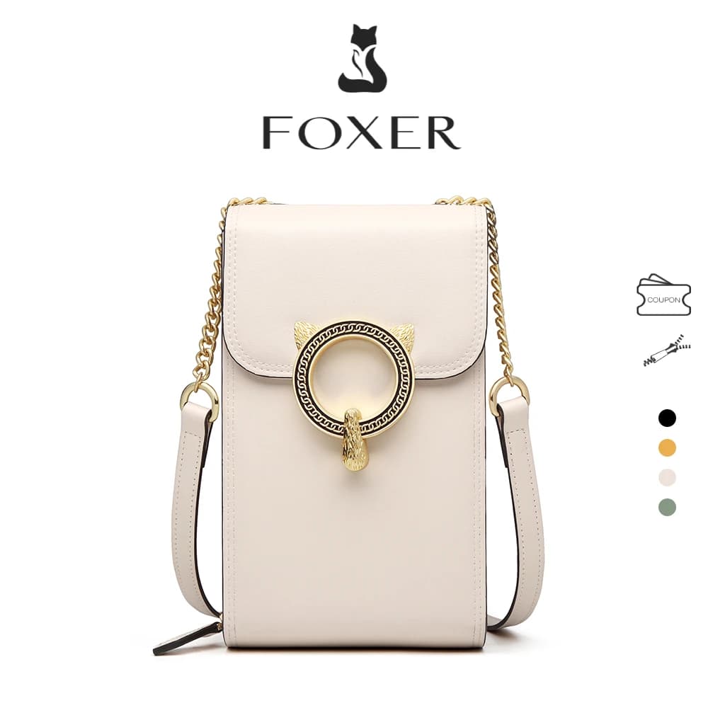 FOXER – sac à bandoulière en cuir pour femmes, sac à bandoulière léger de luxe, Mini sac de voyage pour téléphone portable pour filles