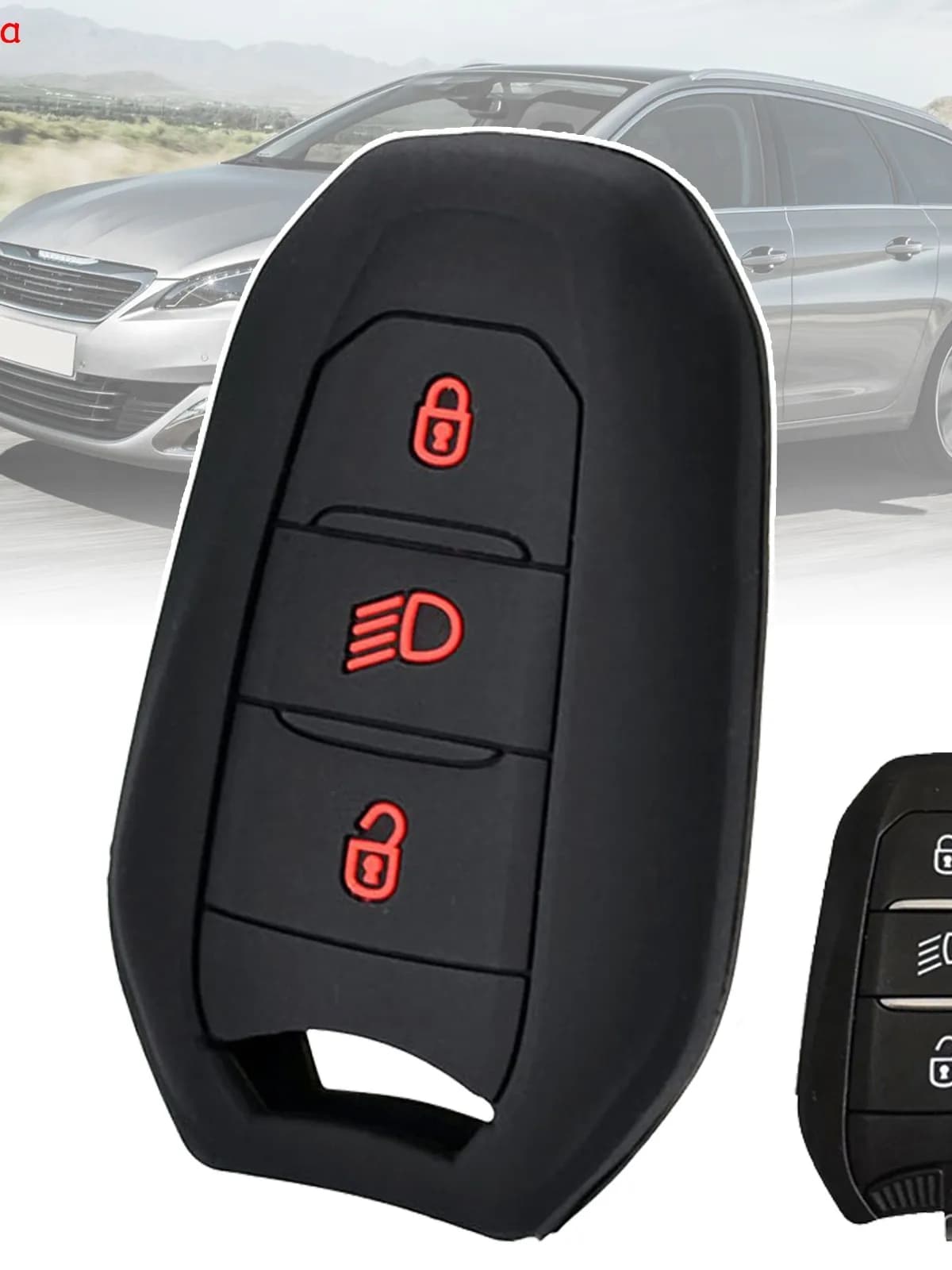 Coque de clé de voiture à distance en silicone à 3 boutons, coque de protection pour KIT 208, 308, 508, 3008, 5008, cristaux en C4, porte-clés sans clé