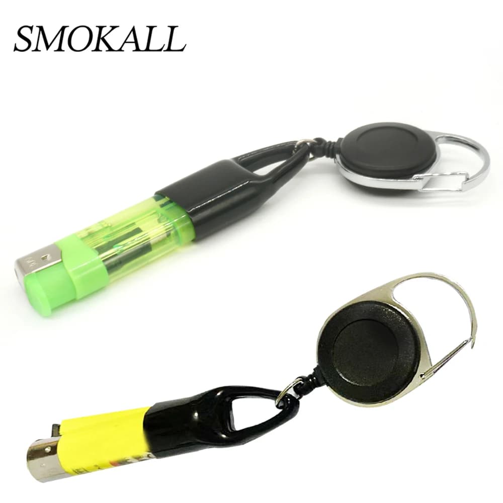 Juste de protection pour briquet en silicone avec porte-clés rétractable, porte-briquet de taille régulière, pince à manchon, accessoires pour fumeurs, 1PC