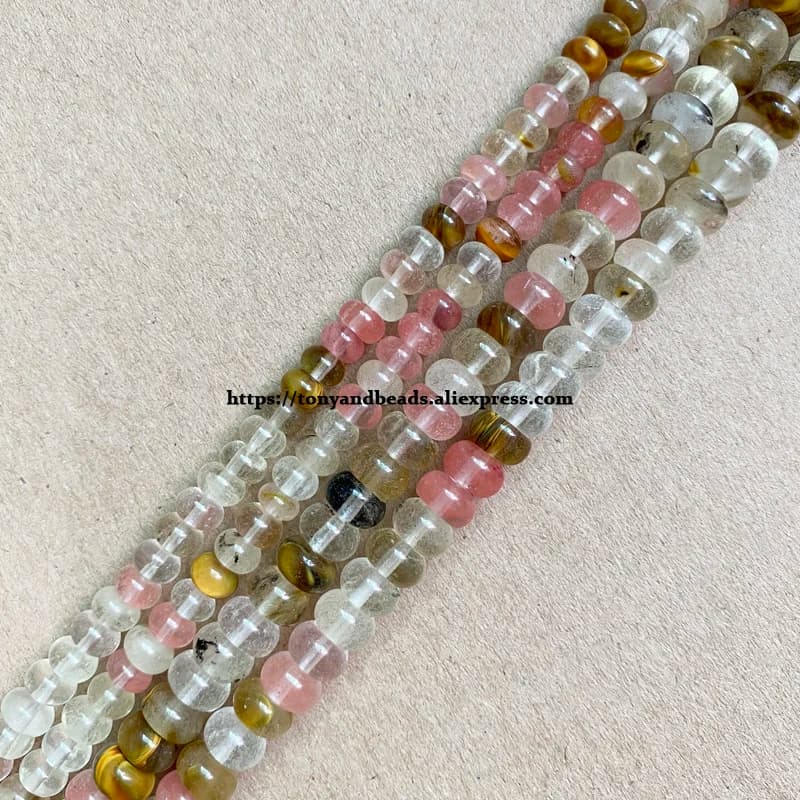 Perles Rondelles Lisses en Pierre Naturelle Mixte, aucun Quartz, 7 Pouces, 4x6, 5x8mm, Taille au Choix, pour Bijoux de Bureau, Bricolage
