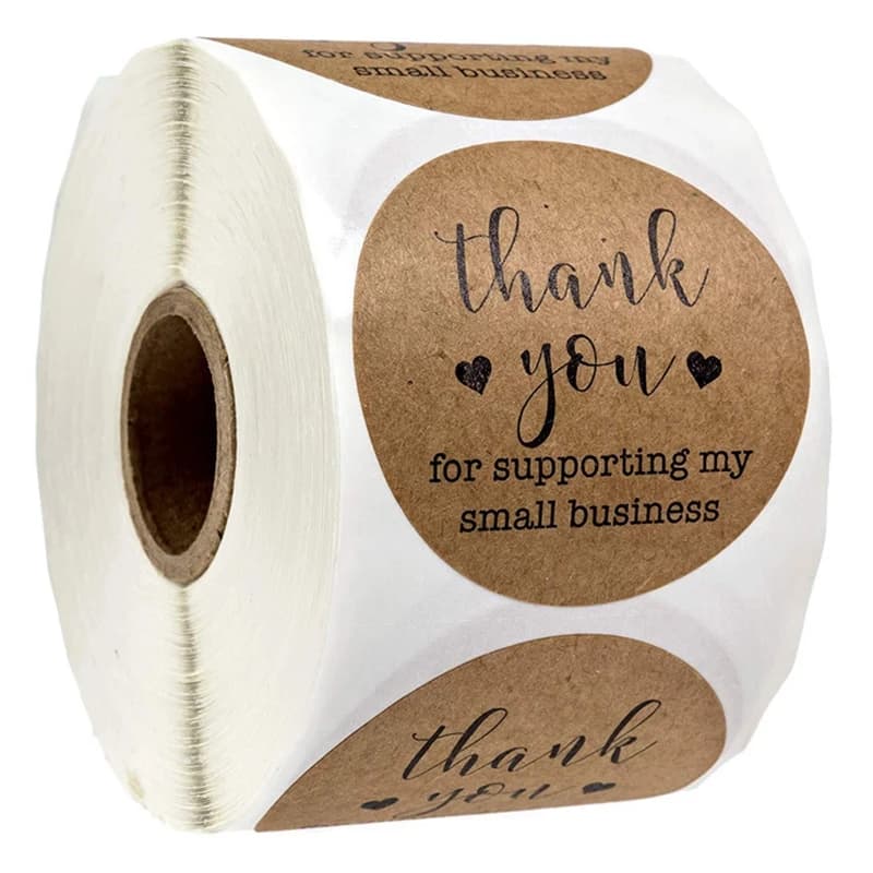 Autocollants Merci de soutenir ma petite entreprise, Bancs, Staacquering Sticker for PRShopping, Rouleau de 500 pièces, 1 pouce