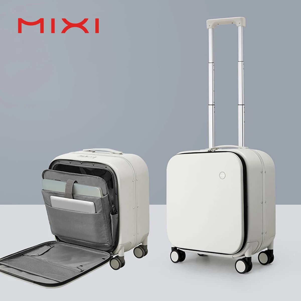 Mixi nouveau Design brevet valise à main femmes 18 pouces bagage roulant hommes Polycarbonate cadre en aluminium élégant Noble