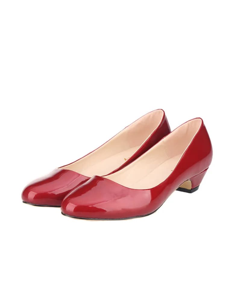 Escarpins décontractés en cuir verni à enfiler pour femmes, chaussures peu profondes, robe ronde, Parker, confort optique, talons bas, dames de bureau, mariage, automne, nouveau