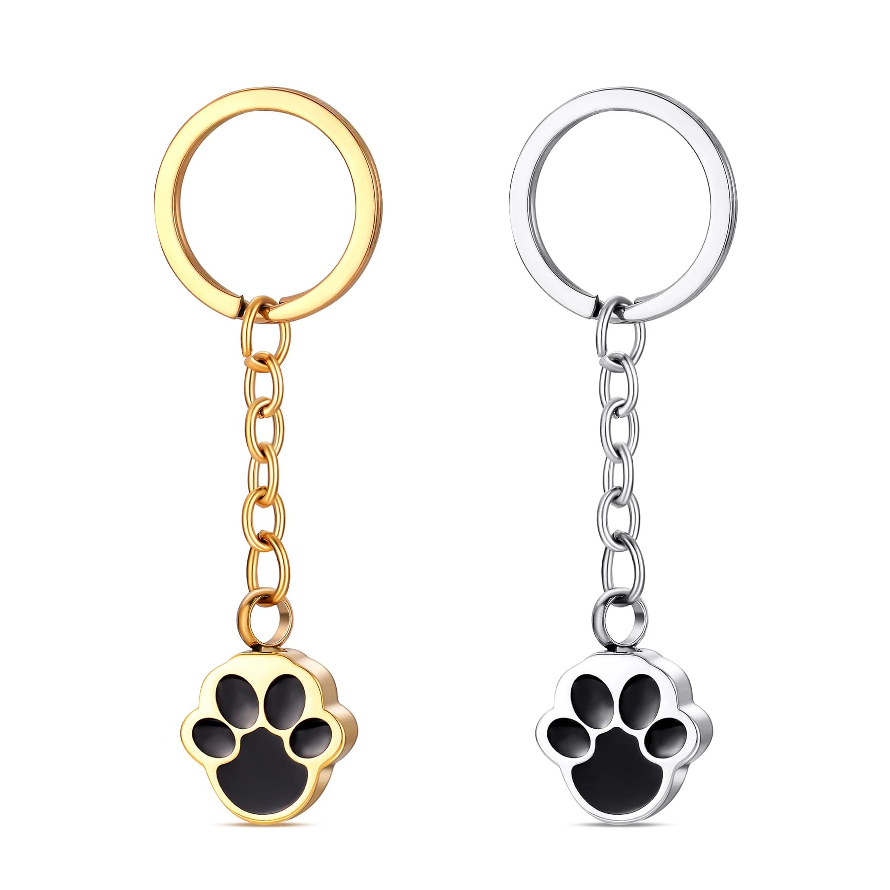 Porte-clés commémoratif d'urne imprimée patte d'animal de compagnie, vente en gros, porte-clés en acier inoxydable, souvenir commémoratif, bijoux pour cendres