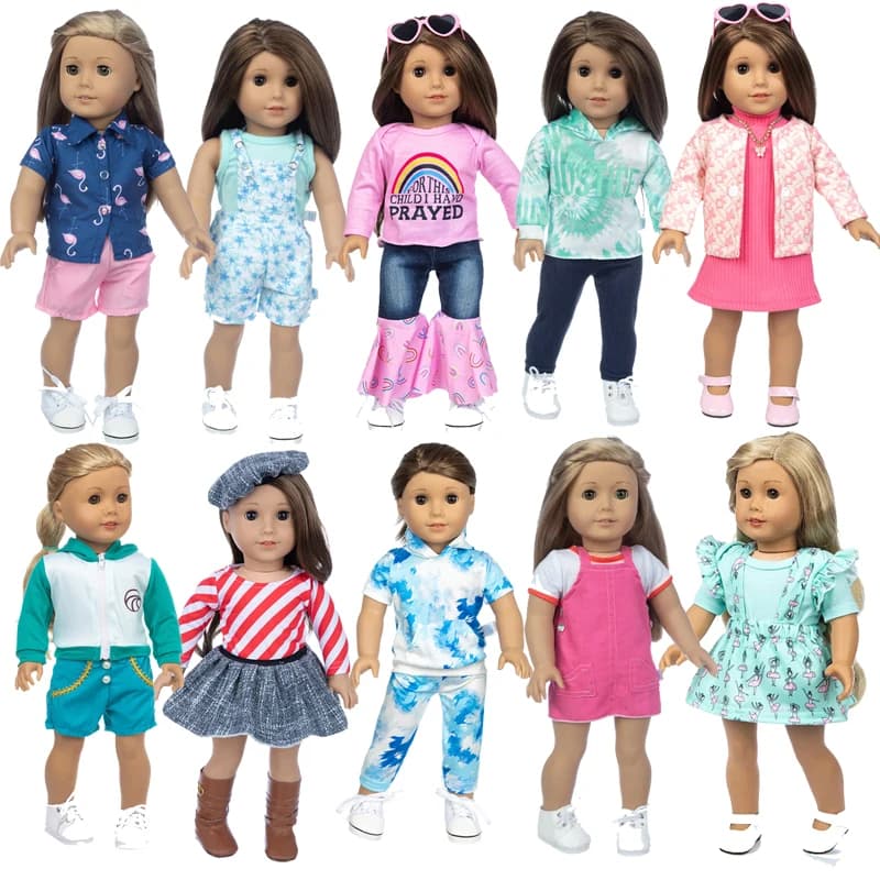 Tenue de poupée de 18 pouces, jupe habillée, vêtements de poupée de 43cm, costume, vêtements de jouets