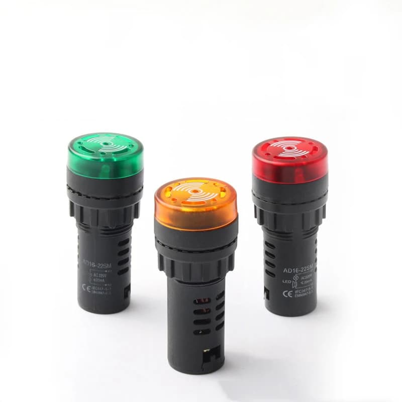Buzzer 22mm Flash LED Alarme Voyant Lampe de Signalisation Flashmetal Buzzer DC12V DC24V AC 220V AD16-22SM Sonore Intermittente