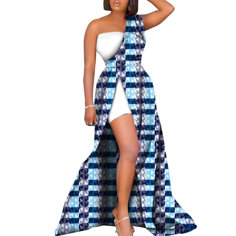 Robe africaine longue fendue pour femmes, imprimé Ankara, robes de soirée sexy pour dames, vêtements africains Dashiki, WY722