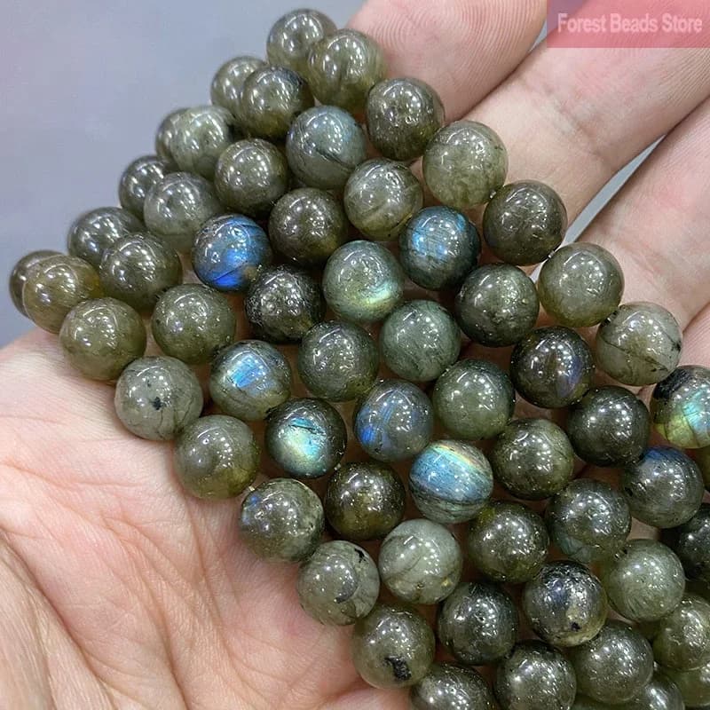 bracelet femme bijoux aliexpress france bijoux femme Perles rondes et lisses en Labradorite verte naturelle, accessoires pour la fabrication de bijoux, 15 pouces 4/6/8/10/12mm