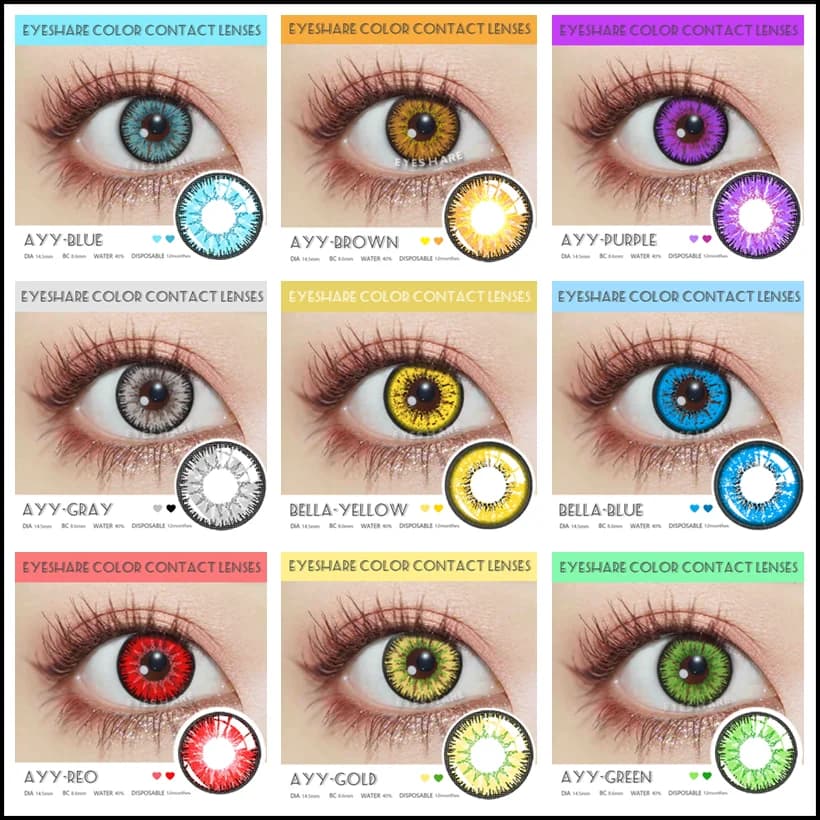 EYESHARE Cosplay lentilles de contact de couleur pour les yeux 2 pièces lentilles de couleur bleu vert lentille de beauté annuelle élèves maquillage lentille de contact oculaire