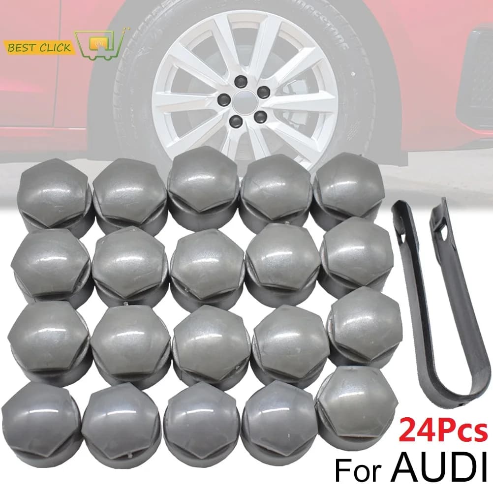 24 pièces de capuchons de protection pour écrous de roue 25 mm étanches avec outil de démontage gris pour Audi A1 A2 A3 A4 A5 A6 A7 A8