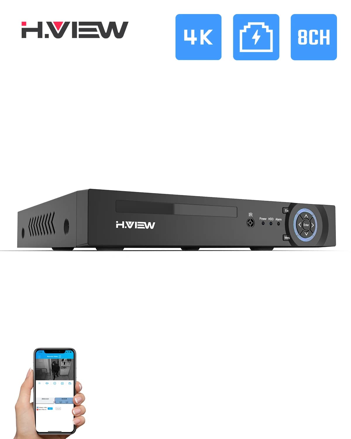 H.View 4K 8Ch Poe Nvr 8Mp Système de sécurité CCTV Détection de visage Surveillance réseau H.265 Enregistreur audio-vidéo Xmeye Onvif