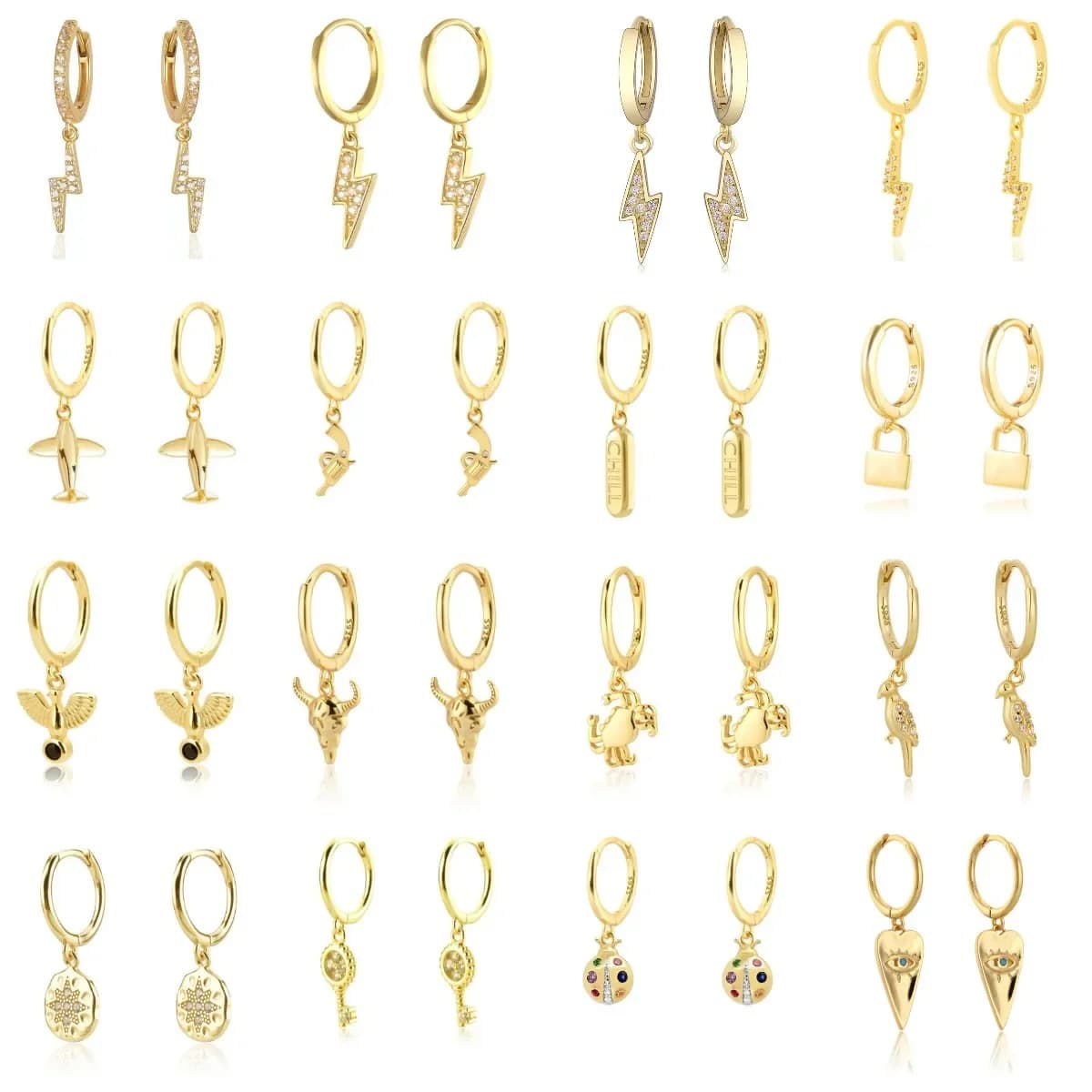 Mode boucles d'oreilles suspendues Zircon foudre pendentif court goutte oreille anneau oreille os doux tendance femme bijoux cerceau boucle d'oreille pour les femmes