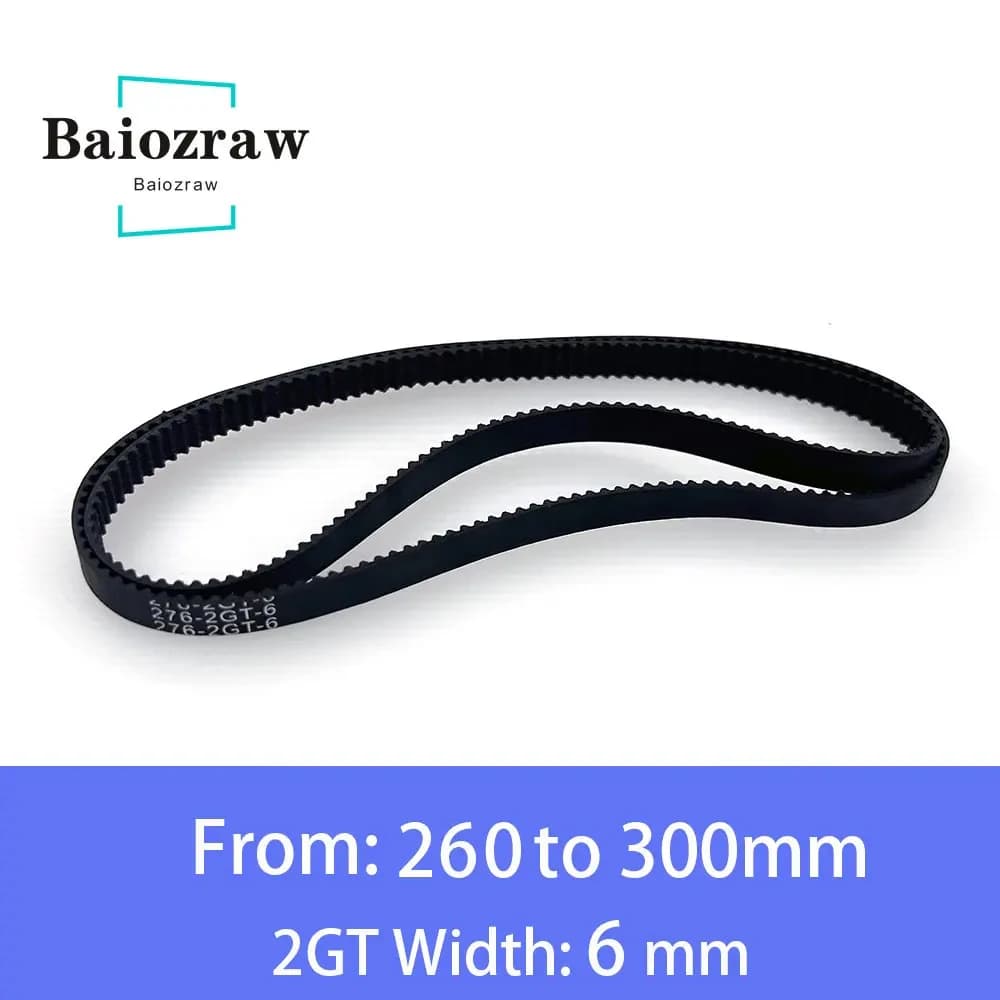 Pièces d'imprimante 3D GT2, courroie de distribution en caoutchouc à boucle fermée de 6mm, 260 264 268 270 274 278 280 284 288 290 292 294 300mm 2GT 1 pièce